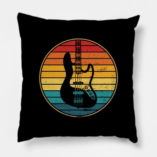 Retro Vintage Circle Sunset J-Style Bass Guitar Pillow