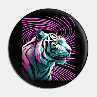 RARE WHITE TIGER BENGAL NEON COLORS Pin