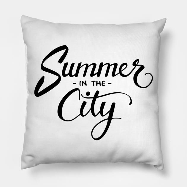 Summer in the City BLACK Pillow by fadogar