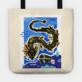 Sea Serpent Dragon Swimming in the Ocean Tote