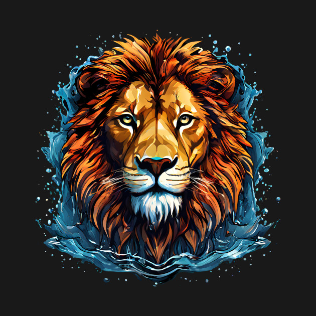 Aquatic Majesty Depiction of a Lion in Water by ShopFusion