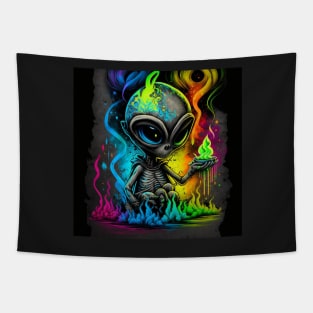 Cosmic Alien Splatter Paint Tapestry