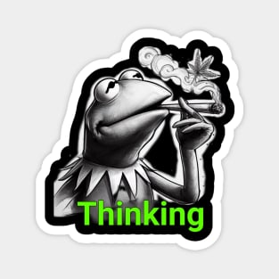 Thinking Kermit the Frog smoking weed dope Magnet