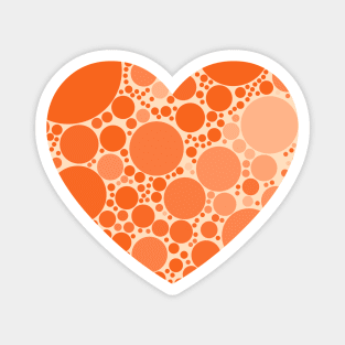 Warm Orange Polka Dots Heart Magnet