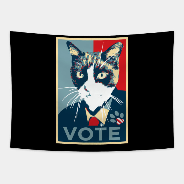 Cat Running For President Obama Hope Logo Obama Hope Parody