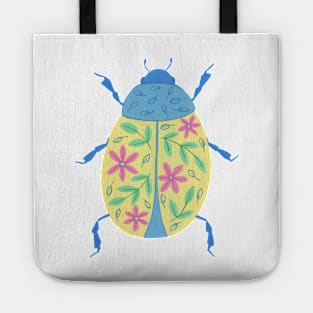 Floral beetle bug painting Tote