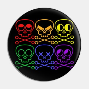 Funny Gay Pride Skull and Crossbones Pin