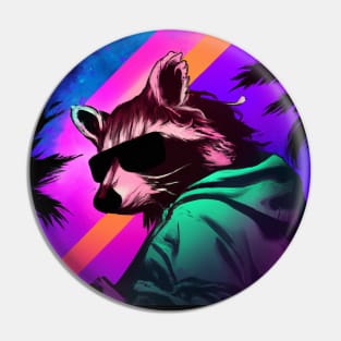 Vaporwave Racoon Pin