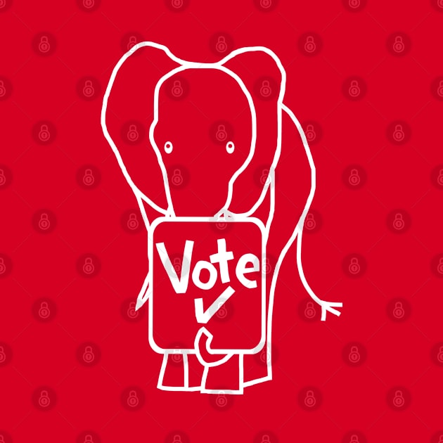 Elephant on Red says Vote by ellenhenryart