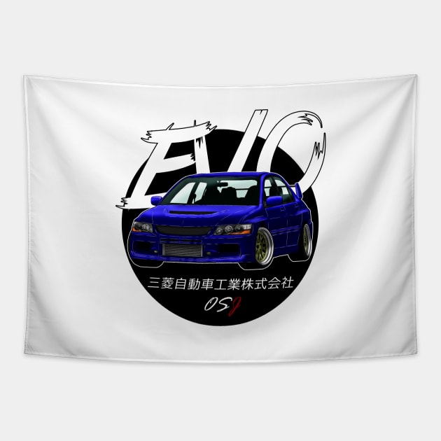 JDM EVO Blue Black Sun Edition Tapestry by OSJ Store