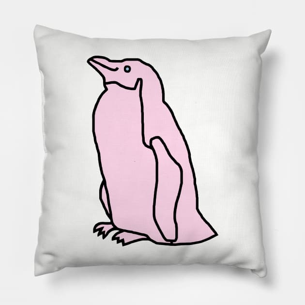 Pink Penguin Pillow by ellenhenryart