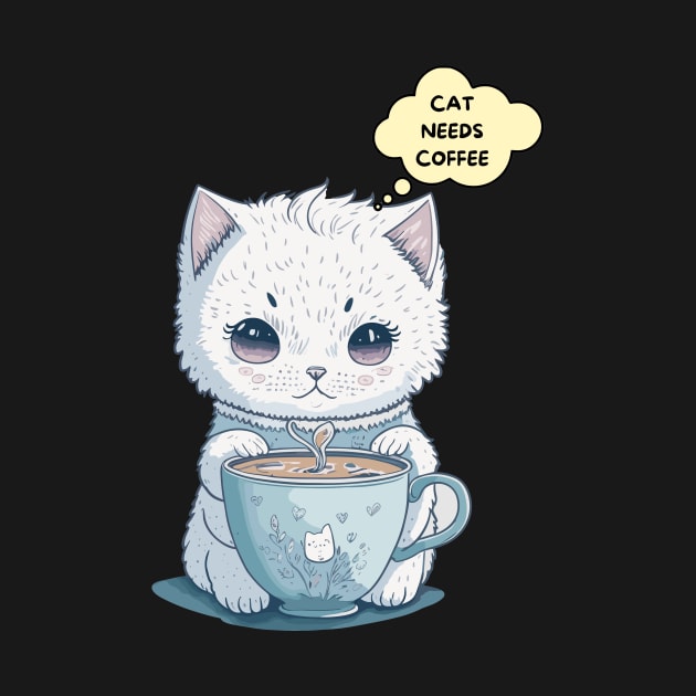 Cat Needs coffee by Maria Murtaza