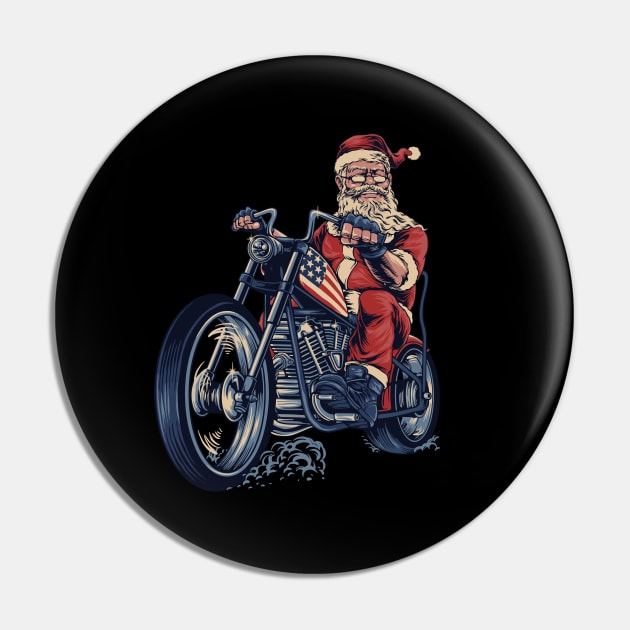 Biker Santa Claus Pin by TambuStore