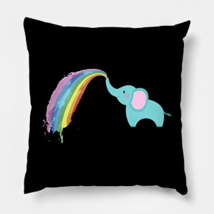 Elephant Spraying Rainbow Pillow