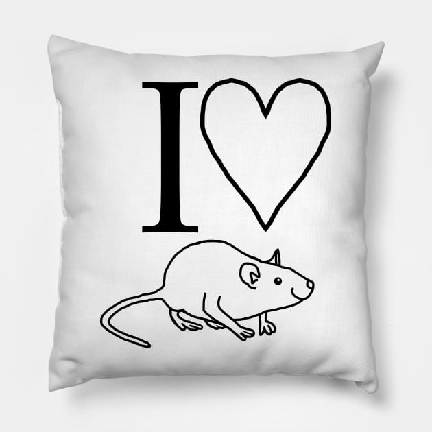 I Love My Rat Pillow by ellenhenryart