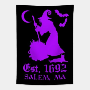 Salem Massachusetts Est. 1692 - Halloween Witch (PURPLE) Tapestry