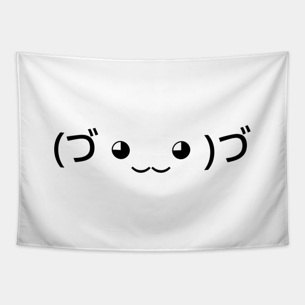 Hugging Emoticon (づ ◕‿‿◕ )づ Japanese Kaomoji Tapestry by tinybiscuits