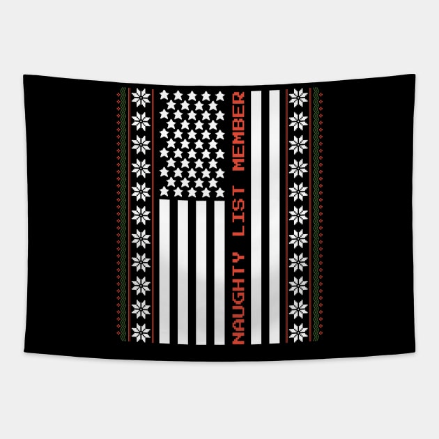 Ugly Sweater USA: Joining the Naughty List in Patriotic Style! Tapestry by Life2LiveDesign