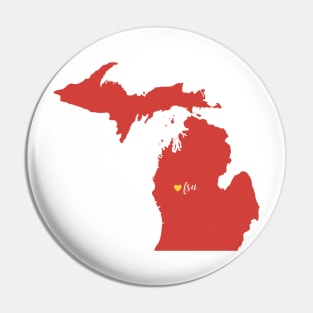 Big Rapids College Michigan Heart on map Pin