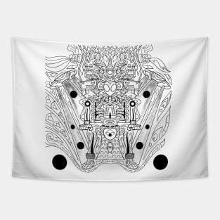 alien in mictlan hell pattern ecopop Tapestry