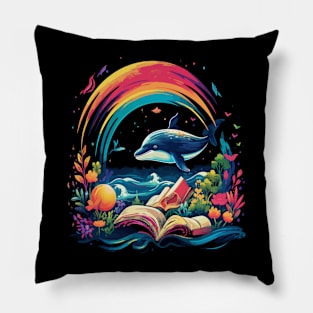 Whale Reads Book Pillow