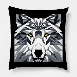 Pop Art Geometric Wolf Face Pillow