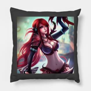 Red hair Katarina artwork Pillow