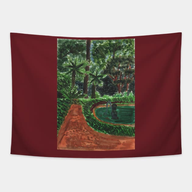 Park in Malaga Tapestry by Mila-Ola_Art