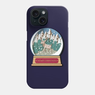 Merry Christmas Snowglobe Reindeer Phone Case