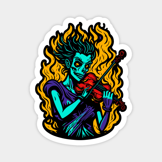 Zombie Violinist - Colorful Graphic Magnet by Well3eyond