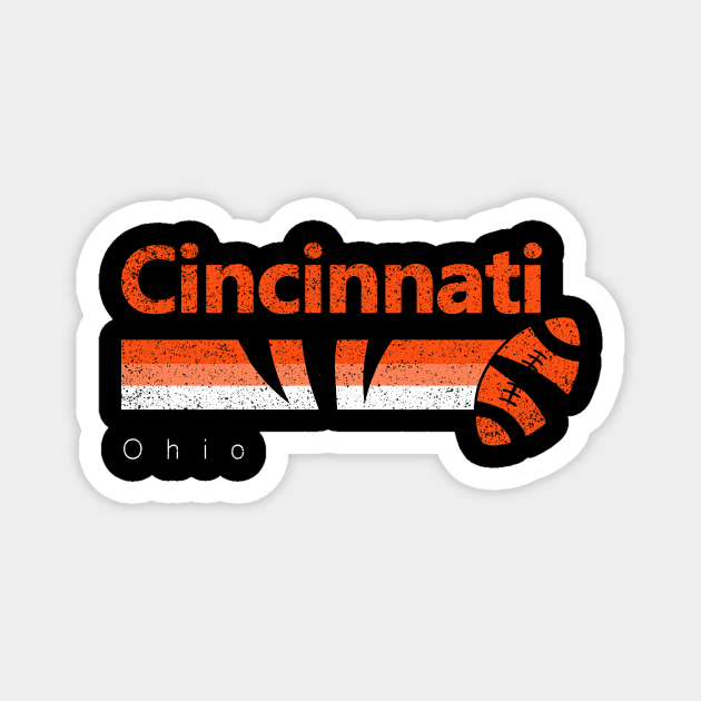 Cincinnati Vintage Football Retro Ohio Sports Bengal Game Day Magnet by cytoplastmaximume