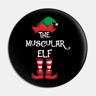 Muscular Elf Matching Family Christmas Workout Pin