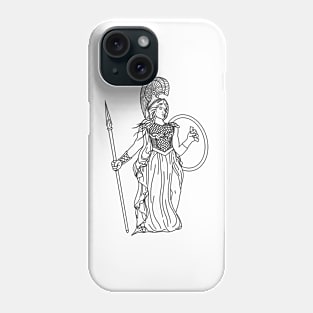 Athena Goddess Black Outline Illustration Phone Case