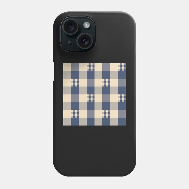 Funky Navy and Cream Gingham Check Pattern | Cottage Core Prairie Style Phone Case by gloobella