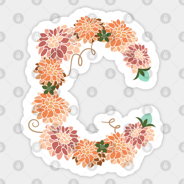 Letter C Floral Letter C Sticker Teepublic