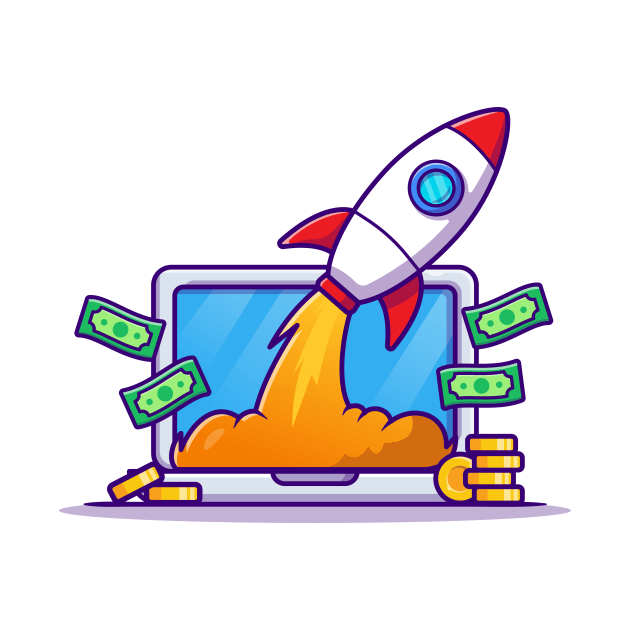 Laptop With Money And Rocket by Catalyst Labs