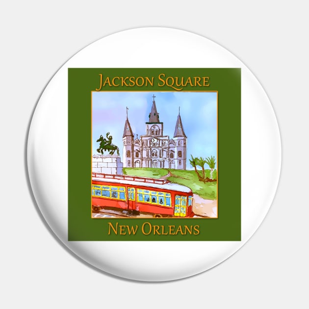 St. Louis Cathedral, and street car as seen in Jackson Square New Orleans Pin by WelshDesigns