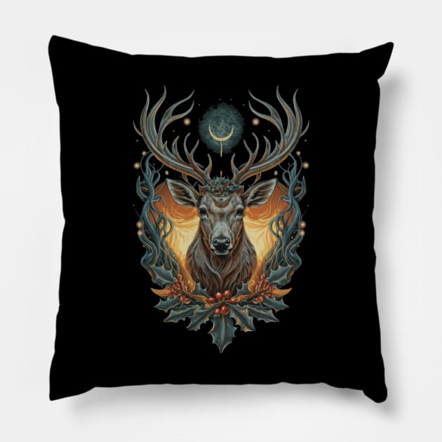 Dark deer Christmas Pillow by Word and Saying