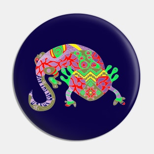 mexican cute axolotl ajolote ecopop in tribal art blue Pin