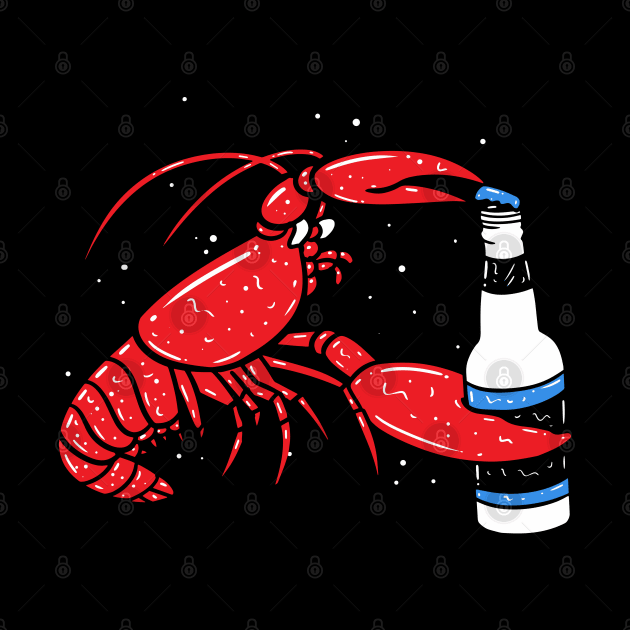 Lobster Drinking Beer by maxdax