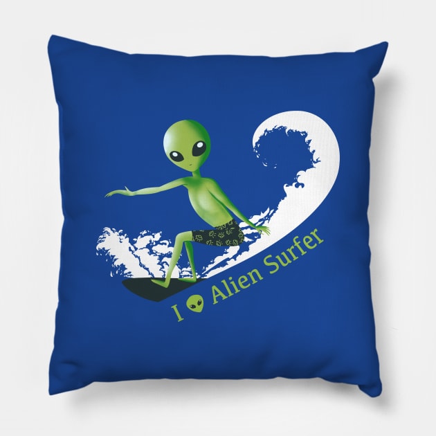 Alien surfer Pillow by Mimie20