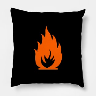 Flammable Sign Tshirt Flame Lit Fire Hazard symbol Pillow