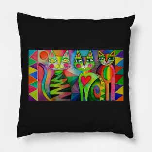 3 colourful cats Pillow