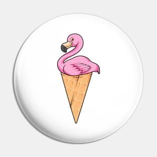 Flamingo with Waffle of Ice cream Pin