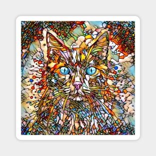 Mosaic Cat 704 Stained Glass style Multicolor Magnet