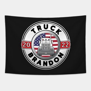 FREEDOM CONVOY USA  TRUCK BRANDON - TRUCKERS FOR FREEDOM - USA FREEDOM CONVOY 2022 WHITE ROUND BLACK LETTERS Tapestry