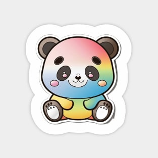 Cartoon Panda Rainbow Colourful Funny Kawaii Magnet