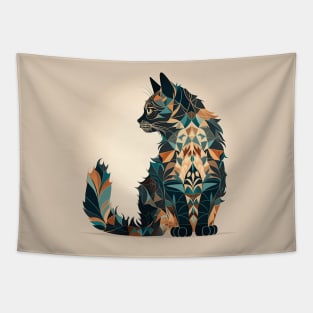 Ornate Feline Profile Tapestry