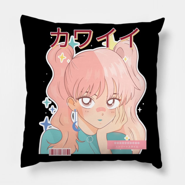 Cute Smiling Anime Girl v2 - Anime Lover Pillow by Dener Queiroz