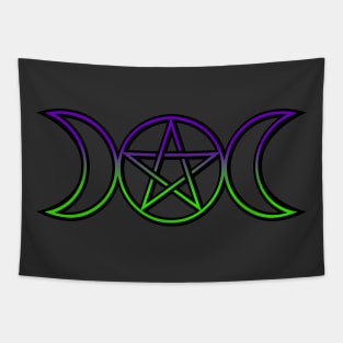 Triple Moon Goddess Purple Green Tapestry